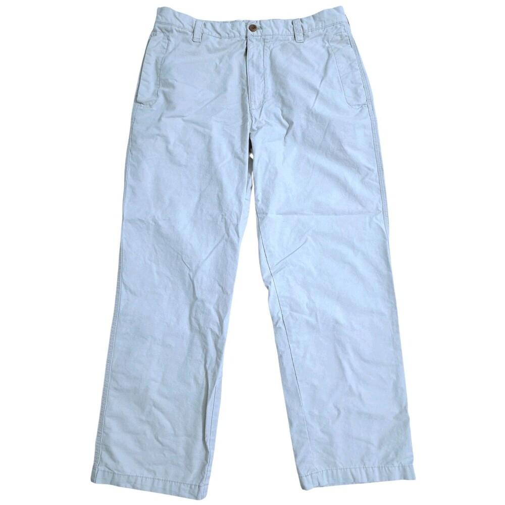 Izod Men's 34x30 Chino Pants Flat Front Khaki Ivory Dress Golf Work